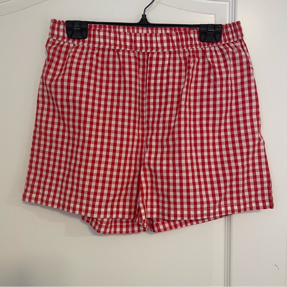 Simons Red Gingham High-Waist Women’s Shorts - Picture 2 of 3